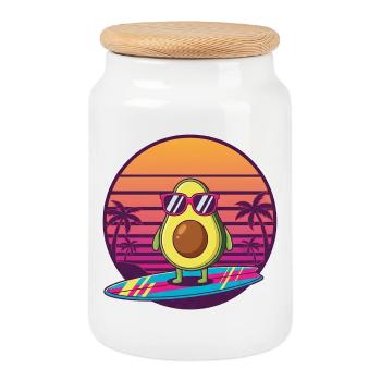Avocado 80s Sunset - Keksdose mit Holzdeckel - Weiß - Vorne