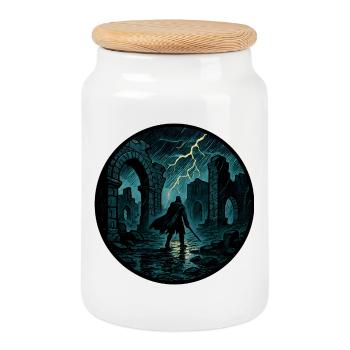 Storm Ruins Warriors - Cookie Jar with Wooden Lid - white - Front