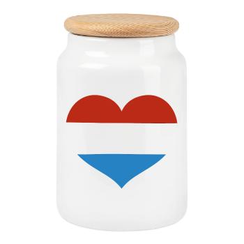 Drapeau du Cœur du Luxembourg - Boîte à biscuits avec couvercle en bois - blanc - Devant