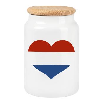 Cœur du drapeau des Pays-Bas - Boîte à biscuits avec couvercle en bois - blanc - Devant