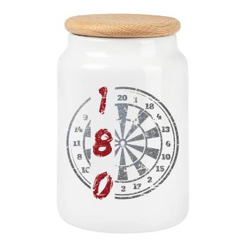 Darts 180 Vintage Dartboard - Cookie Jar with Wooden Lid - white - Front