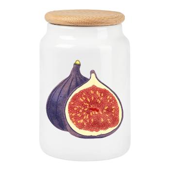 Figue ouverte – Illustration de fruits - Boîte à biscuits avec couvercle en bois - blanc - Devant