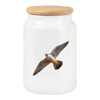 Peregrine falcon in gliding flight – power & precision - Cookie Jar with Wooden Lid - white - Front