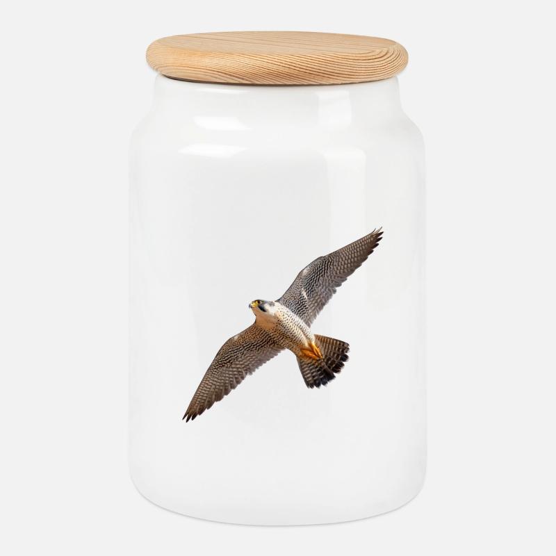 Wanderfalke im Gleitflug – Kraft & Präzision - Keksdose mit Holzdeckel - Weiß