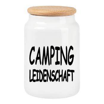 Camping - Keksdose mit Holzdeckel - Weiß - Vorne