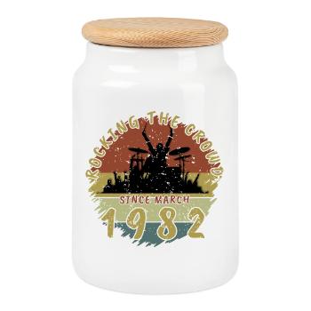 44e anniversaire Faire vibrer la foule DRM 03/1982 - Boîte à biscuits avec couvercle en bois - blanc - Devant