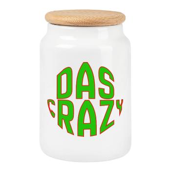 The Crazy Green Comic Font Design - Cookie Jar with Wooden Lid - white - Front