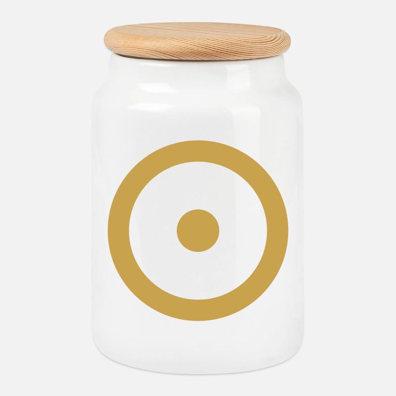 joystick-minimal-gold - Keksdose mit Holzdeckel - Weiß