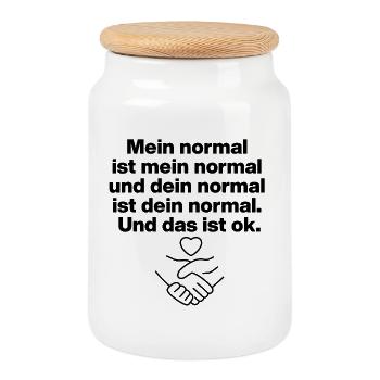 MY NORMAL IS MY NORMAL, YOURS IS ALL OK ✌️ - Cookie Jar with Wooden Lid - white - Front