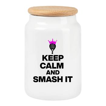 KEEP CALM AND SMASH IT, PADEL POWER, GIFT PINK - Cookie Jar with Wooden Lid - white - Front