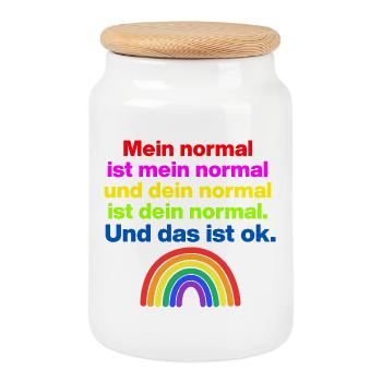 MY NORMAL IS MY NORMAL, YOURS IS ALL OK ✌️ - Cookie Jar with Wooden Lid - white - Front
