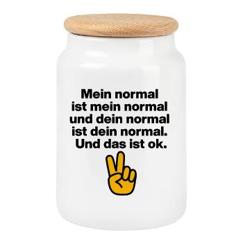 MY NORMAL IS MY NORMAL, YOURS IS ALL OK ✌️ - Cookie Jar with Wooden Lid - white - Front