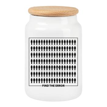 Find the error - Cookie Jar with Wooden Lid - white - Front