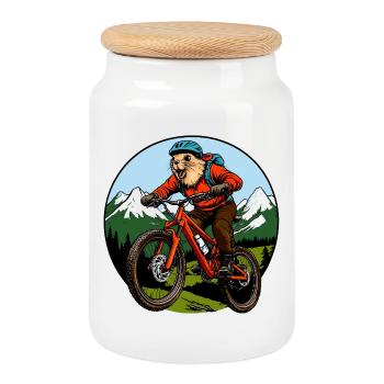 Marmotte Biker / Freeride Bike - Boîte à biscuits avec couvercle en bois - blanc - Devant