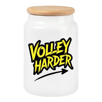 Volley Plus Padel Tennis Puissance Dire - Boîte à biscuits avec couvercle en bois - blanc - Devant
