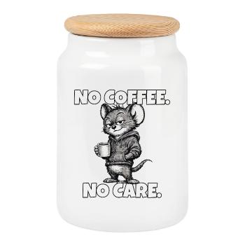 Pas de café. Aucun souci. – Souris (sarcasme) - Boîte à biscuits avec couvercle en bois - blanc - Devant