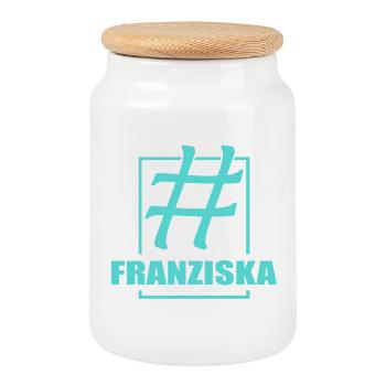 Franziska comme nom - Boîte à biscuits avec couvercle en bois - blanc - Devant