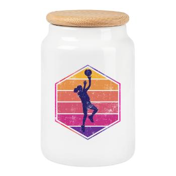 Basketball player - Cookie Jar with Wooden Lid - white - Front