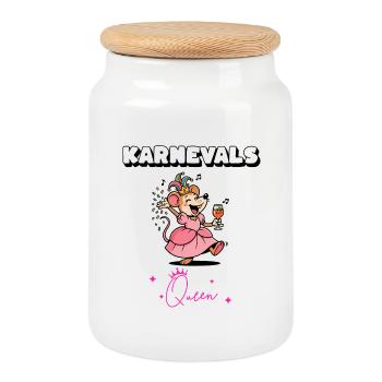 Karnevals Maus Queen Fasching Kostüm - Keksdose mit Holzdeckel - Weiß - Vorne