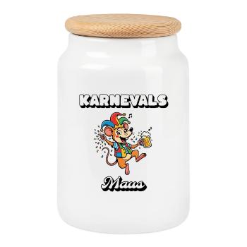 Karnevals Maus Schlager & Bier Fasching Kostüm - Keksdose mit Holzdeckel - Weiß - Vorne