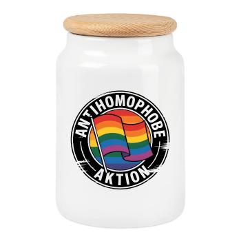 Antihomophobic Action - Against the Right - Cookie Jar with Wooden Lid - white - Front