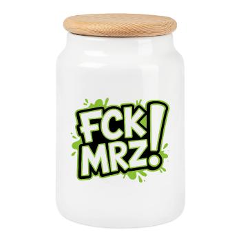 FCK MAR - Anti CDU Meme - Boîte à biscuits avec couvercle en bois - blanc - Devant