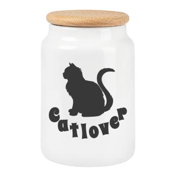 Garder un chat - Boîte à biscuits avec couvercle en bois - blanc - Devant