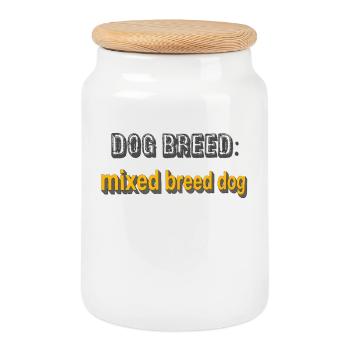 Dog breed: mixed breed dog, dog sayings - Cookie Jar with Wooden Lid - white - Front