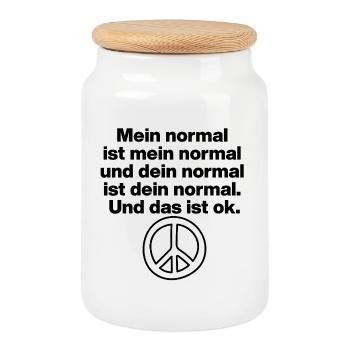 MY NORMAL IS MY NORMAL, YOURS IS ALL OK ✌️ - Cookie Jar with Wooden Lid - white - Front