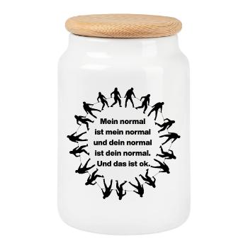 MY NORMAL IS MY NORMAL, YOURS IS ALL OK ✌️ - Cookie Jar with Wooden Lid - white - Front