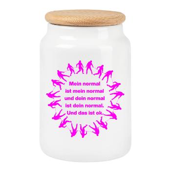 MY NORMAL IS MY NORMAL, YOURS IS ALL OK ✌️ - Cookie Jar with Wooden Lid - white - Front