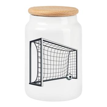 Soccer Goal Net Shot 3D - Cookie Jar with Wooden Lid - white - Front