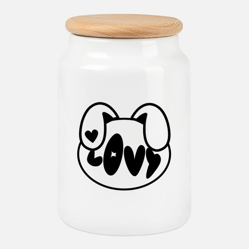 Plush: Lovy (Head) - Cookie Jar with Wooden Lid - white