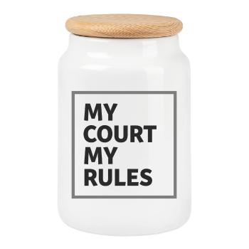 Mon Court : Ma déclaration de Padel Tennis - Boîte à biscuits avec couvercle en bois - blanc - Devant