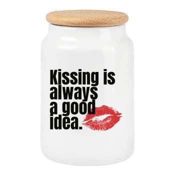 Kissing Is Always a Good Idea - Keksdose mit Holzdeckel - Weiß - Vorne