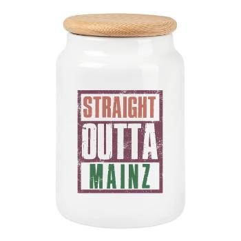 Straight outta Mainz - Cookie Jar with Wooden Lid - white - Front