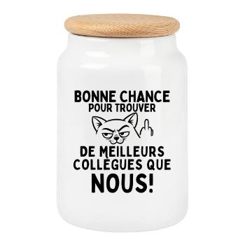 Good luck in the office: best colleagues? - Cookie Jar with Wooden Lid - white - Front