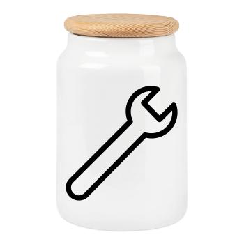 Clé bricolage - Boîte à biscuits avec couvercle en bois - blanc - Devant