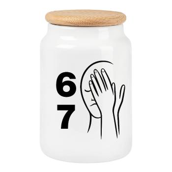 67? FACEPALM, SIX SEVEN TREND. À QUOI BON ? 🤔 - Boîte à biscuits avec couvercle en bois - blanc - Devant