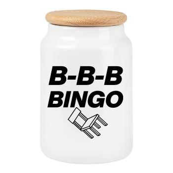 B-B-B-BINGO TREND, VIRAL FUN, MEME SCHULE STUHL 🪑 - Keksdose mit Holzdeckel - Weiß - Vorne