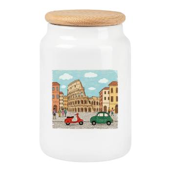 Colossée de la Skyline de Rome City Art moderne en ligne - Boîte à biscuits avec couvercle en bois - blanc - Devant