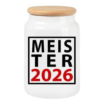 Meister 2026 Meisterschaft - Keksdose mit Holzdeckel - Weiß - Vorne