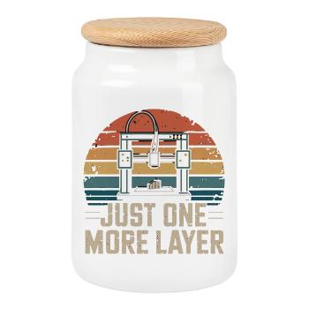  Just One More Layer Retro 3D Drucker Spruch für - Keksdose mit Holzdeckel - Weiß - Vorne