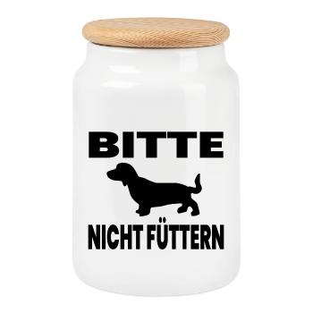 Teckel - Boîte à biscuits avec couvercle en bois - blanc - Devant
