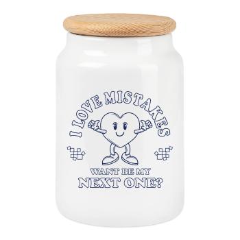 Love Mistakes – Retro Comic Flirt Saying - Cookie Jar with Wooden Lid - white - Front