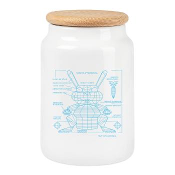 Robot Rabbit - Cookie Jar with Wooden Lid - white - Front