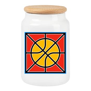 Retro Basketball Emblem - Cookie Jar with Wooden Lid - white - Front