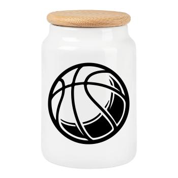 Basketball Ball - Cookie Jar with Wooden Lid - white - Front