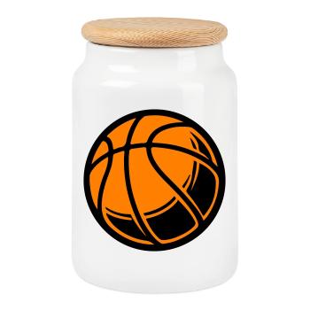 Basketball Ball - Cookie Jar with Wooden Lid - white - Front