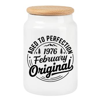 February 1976 – Legend of the Peaks and Mountains - Cookie Jar with Wooden Lid - white - Front